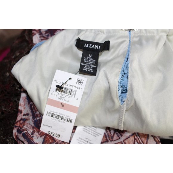 NWT Alfani Womens Light Blue Lace Overlay Halter Blouse 12 - Picture 8 of 8